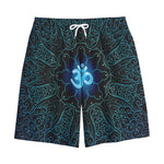 Blue Om Mandala Print Cotton Shorts