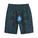 Blue Om Mandala Print Cotton Shorts