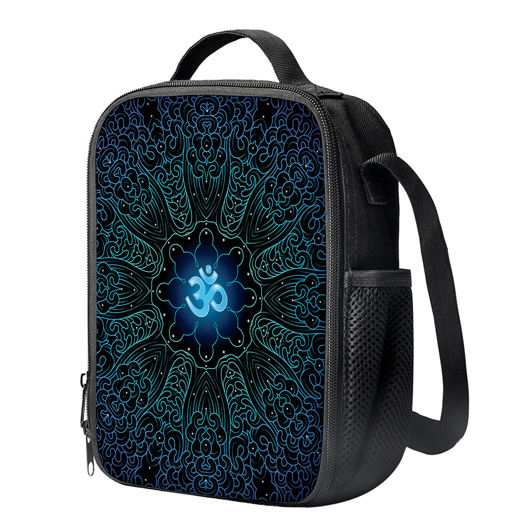 Blue Om Mandala Print Crossbody Lunch Bag
