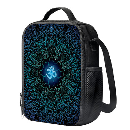 Blue Om Mandala Print Crossbody Lunch Bag