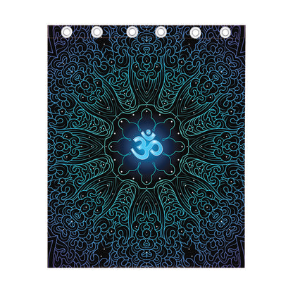 Blue Om Mandala Print Curtain