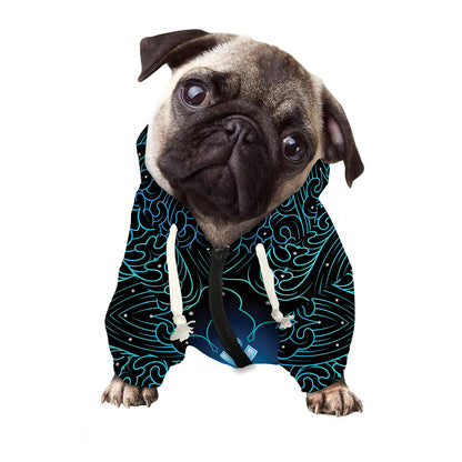 Blue Om Mandala Print Dog Zip Up Hoodie