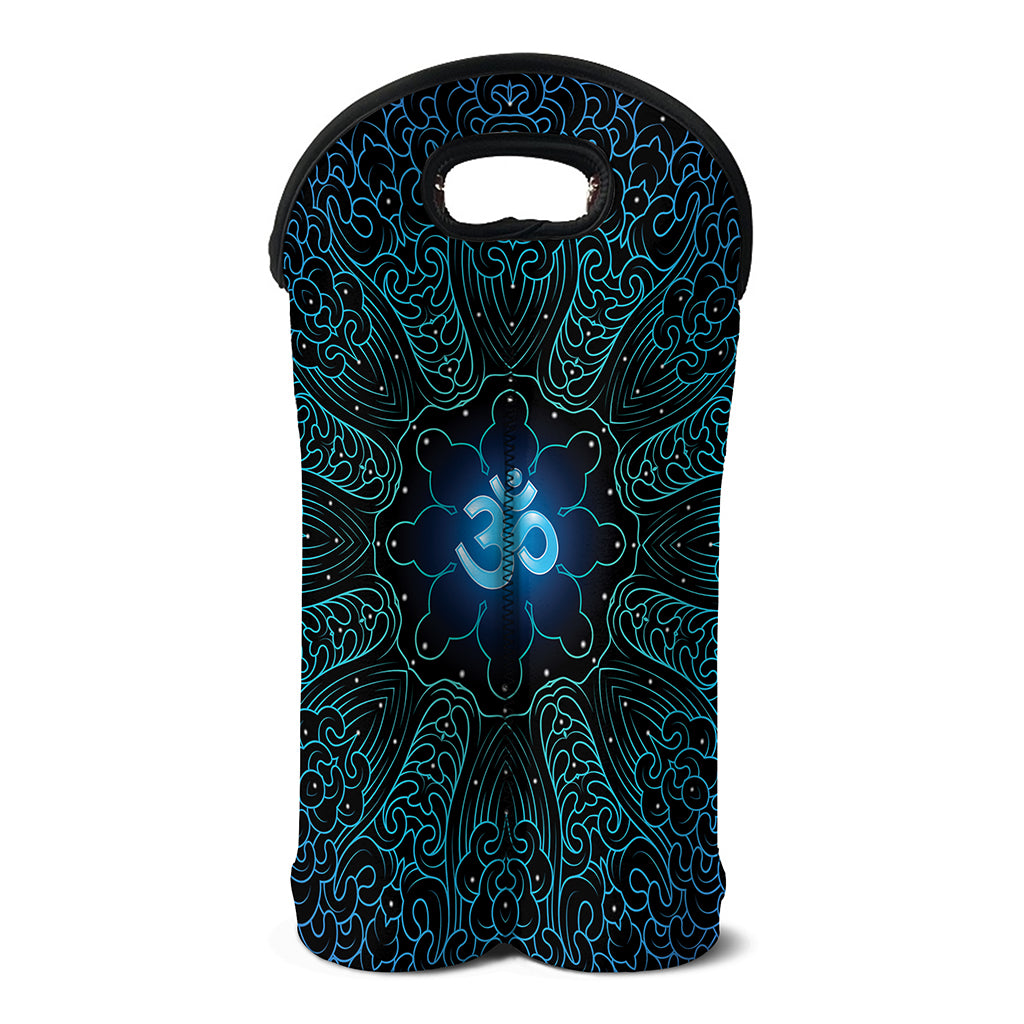 Blue Om Mandala Print Double Neoprene Wine Tote