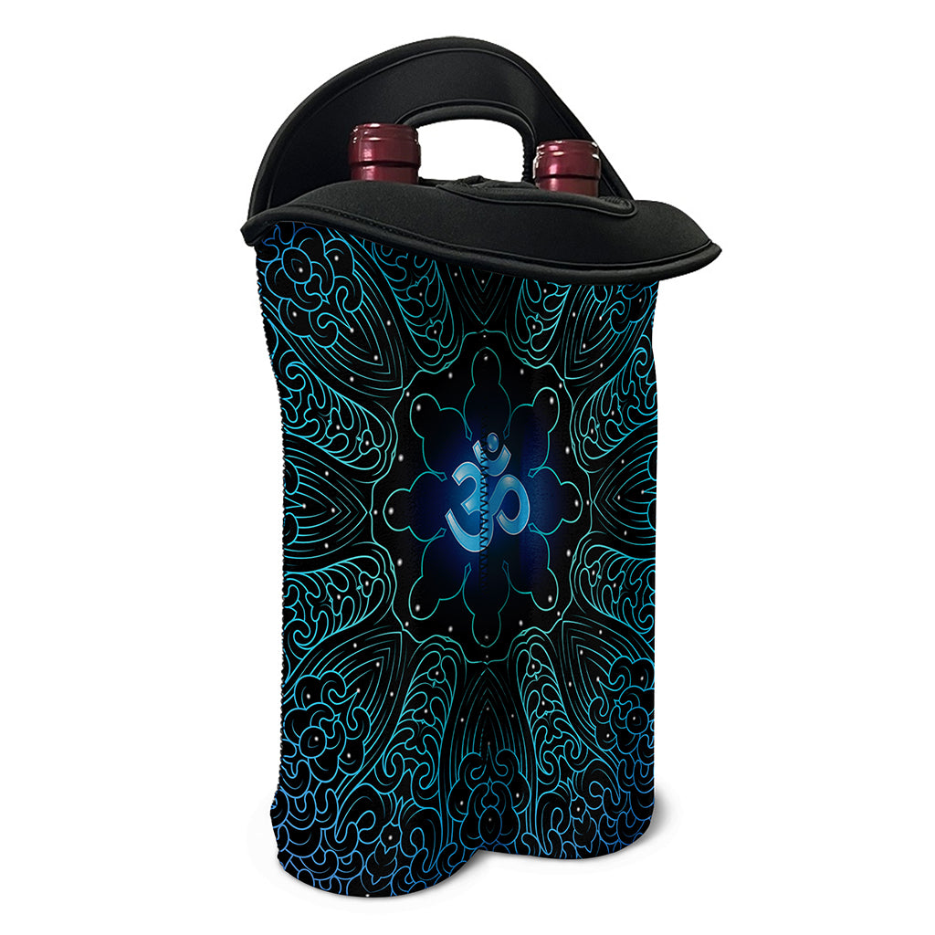 Blue Om Mandala Print Double Neoprene Wine Tote