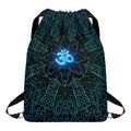 Blue Om Mandala Print Drawstring Backpack