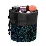 Blue Om Mandala Print Drawstring Makeup Bag