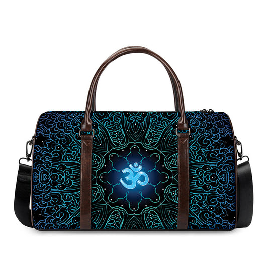 Blue Om Mandala Print Duffle Bag