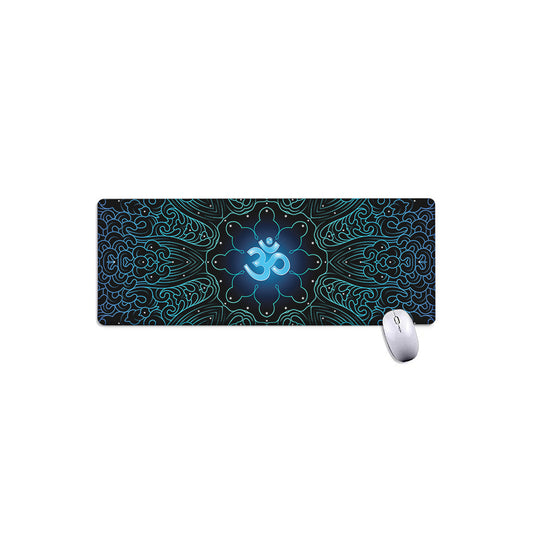 Blue Om Mandala Print Extended Mouse Pad