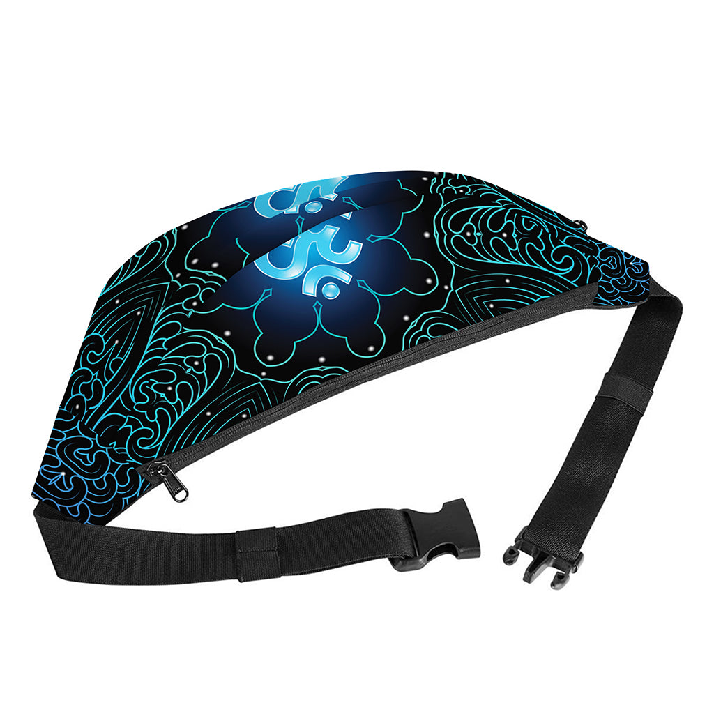 Blue Om Mandala Print Fanny Pack