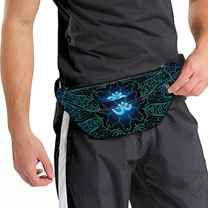 Blue Om Mandala Print Fanny Pack