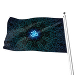 Blue Om Mandala Print Flag
