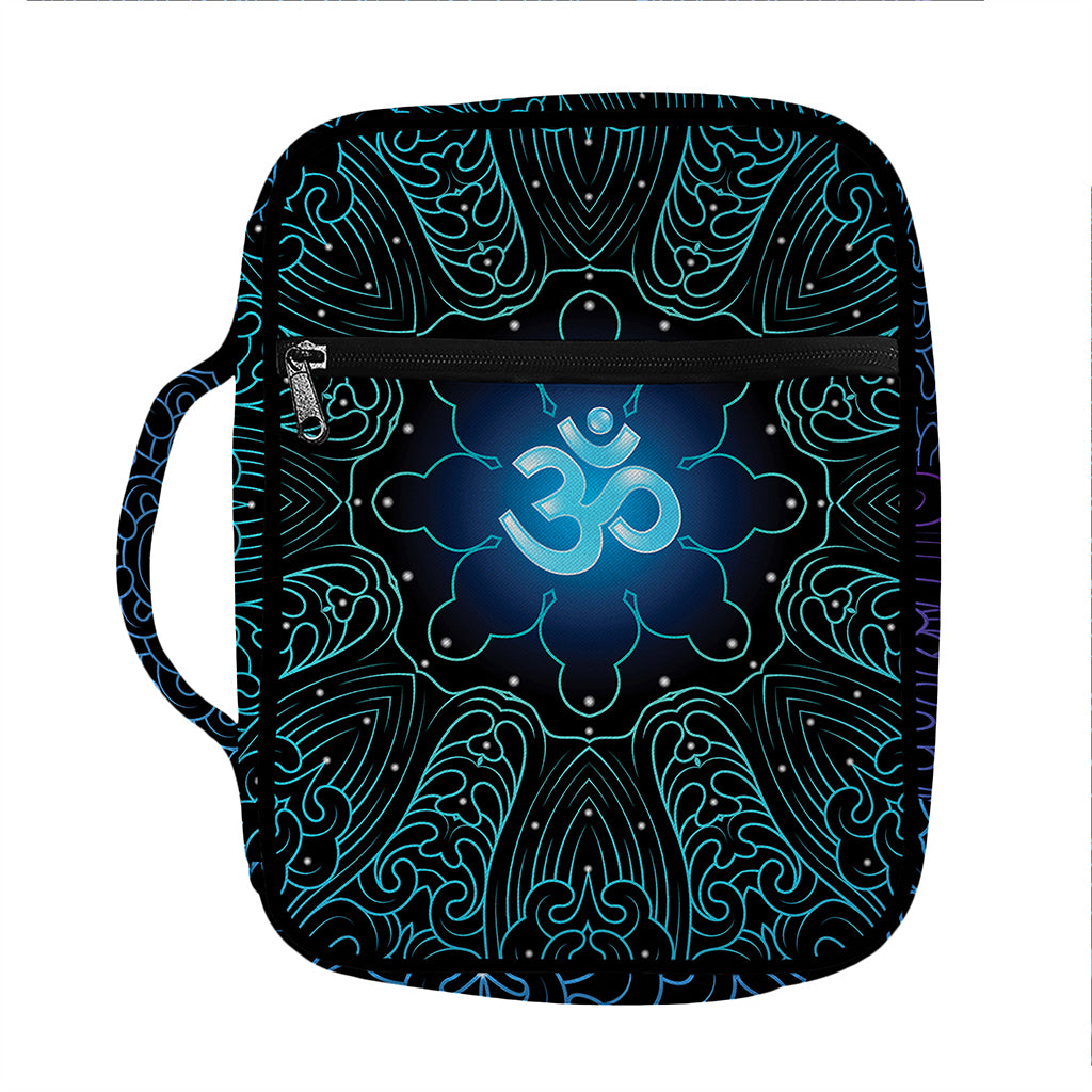 Blue Om Mandala Print Front Pocket Bible Bag