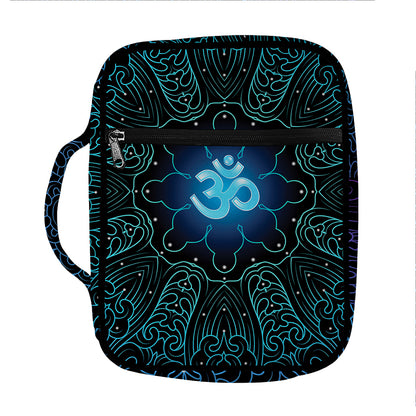 Blue Om Mandala Print Front Pocket Bible Bag