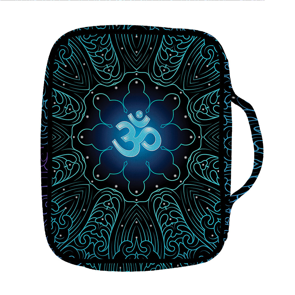 Blue Om Mandala Print Front Pocket Bible Bag