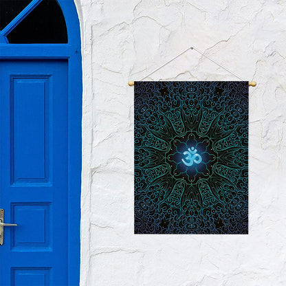 Blue Om Mandala Print Garden Flag