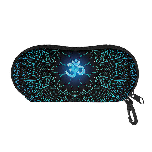 Blue Om Mandala Print Glasses Case