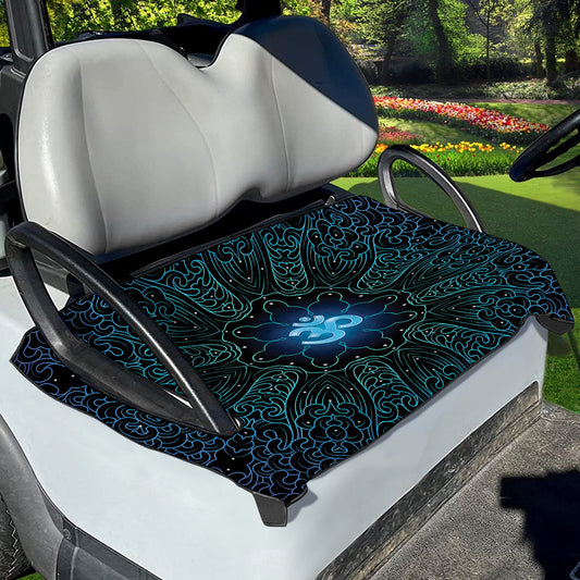 Blue Om Mandala Print Golf Cart Seat Cover