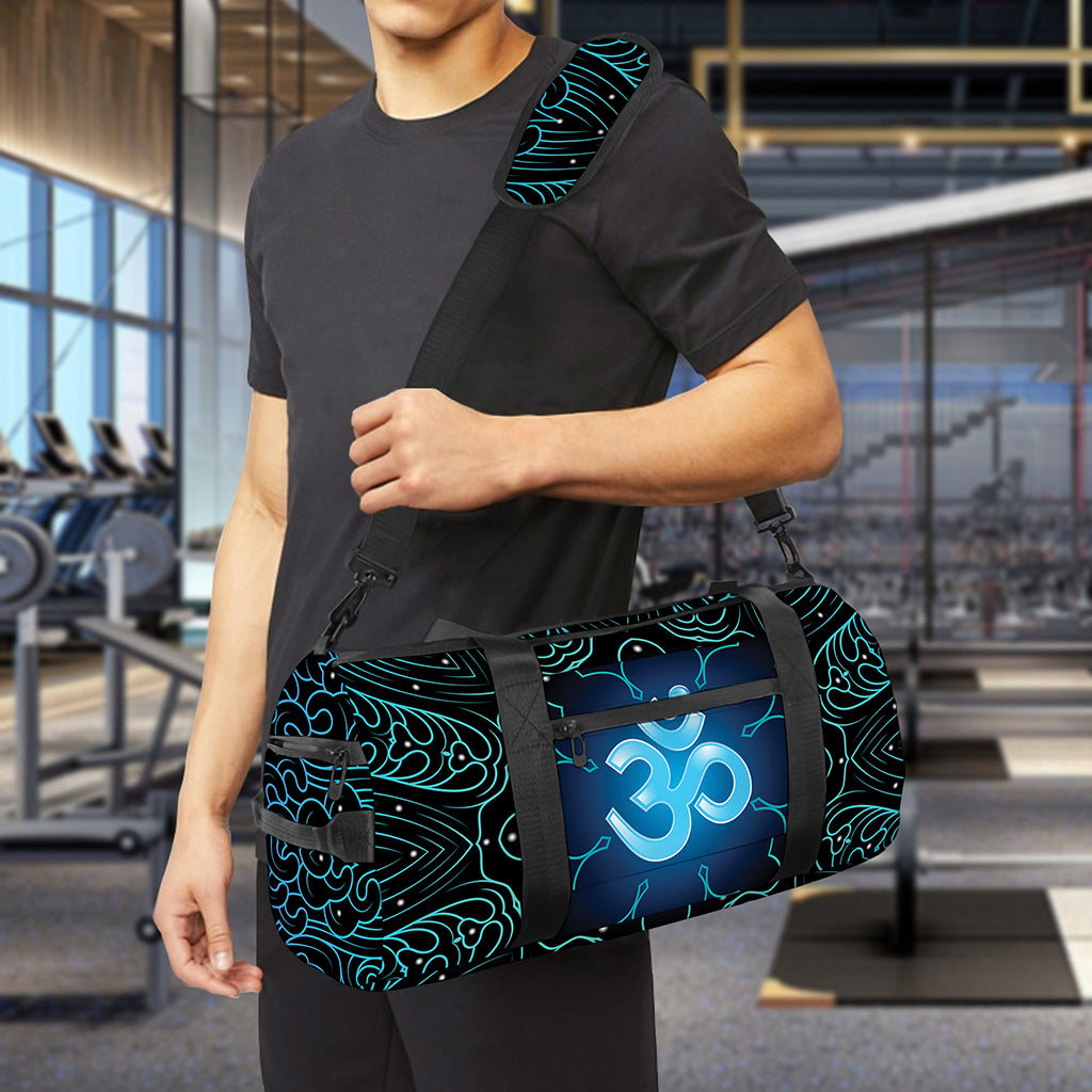 Blue Om Mandala Print Gym Bag