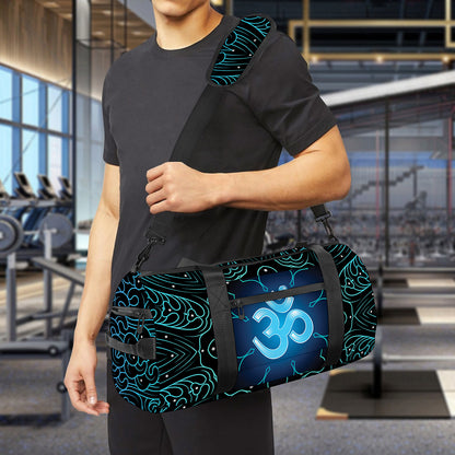 Blue Om Mandala Print Gym Bag