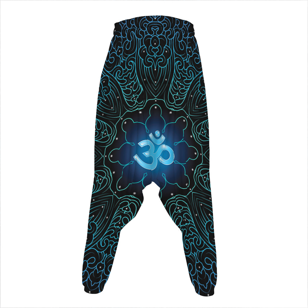 Blue Om Mandala Print Hammer Pants