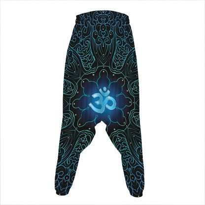 Blue Om Mandala Print Hammer Pants