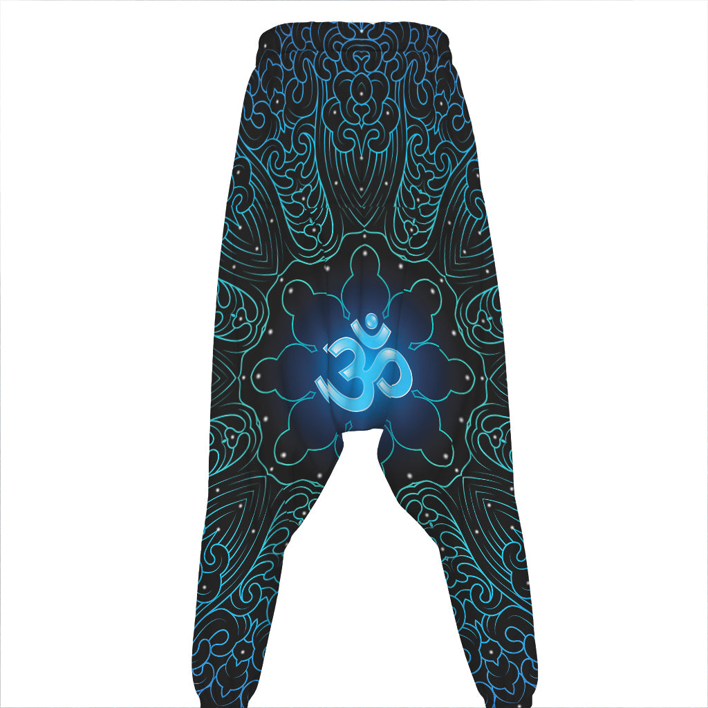 Blue Om Mandala Print Hammer Pants