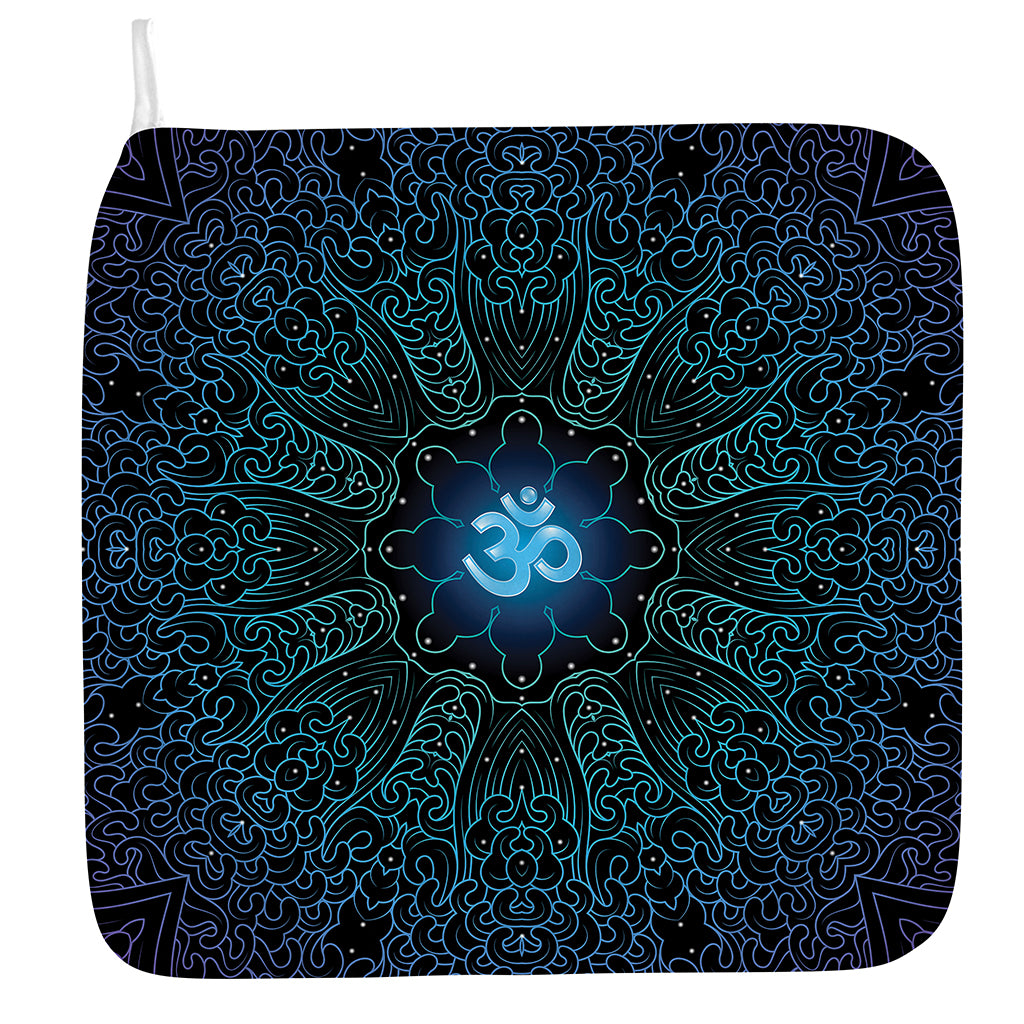 Blue Om Mandala Print Hand Towel
