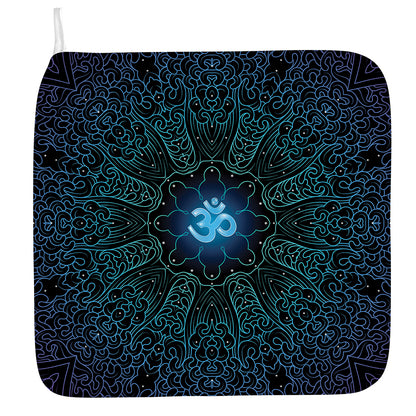 Blue Om Mandala Print Hand Towel