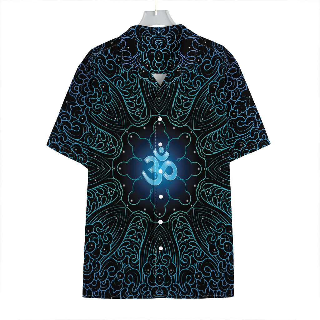 Blue Om Mandala Print Hawaiian Shirt