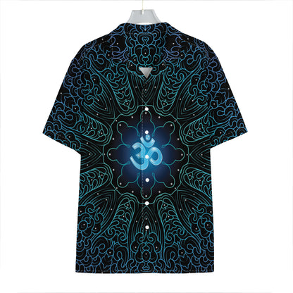 Blue Om Mandala Print Hawaiian Shirt