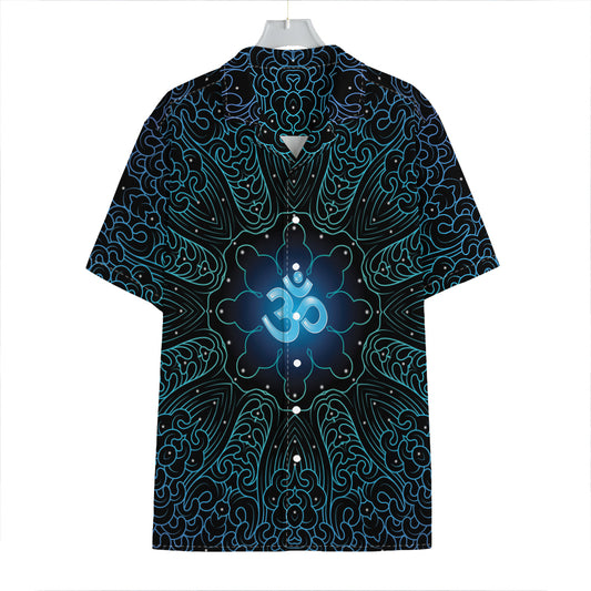 Blue Om Mandala Print Hawaiian Shirt