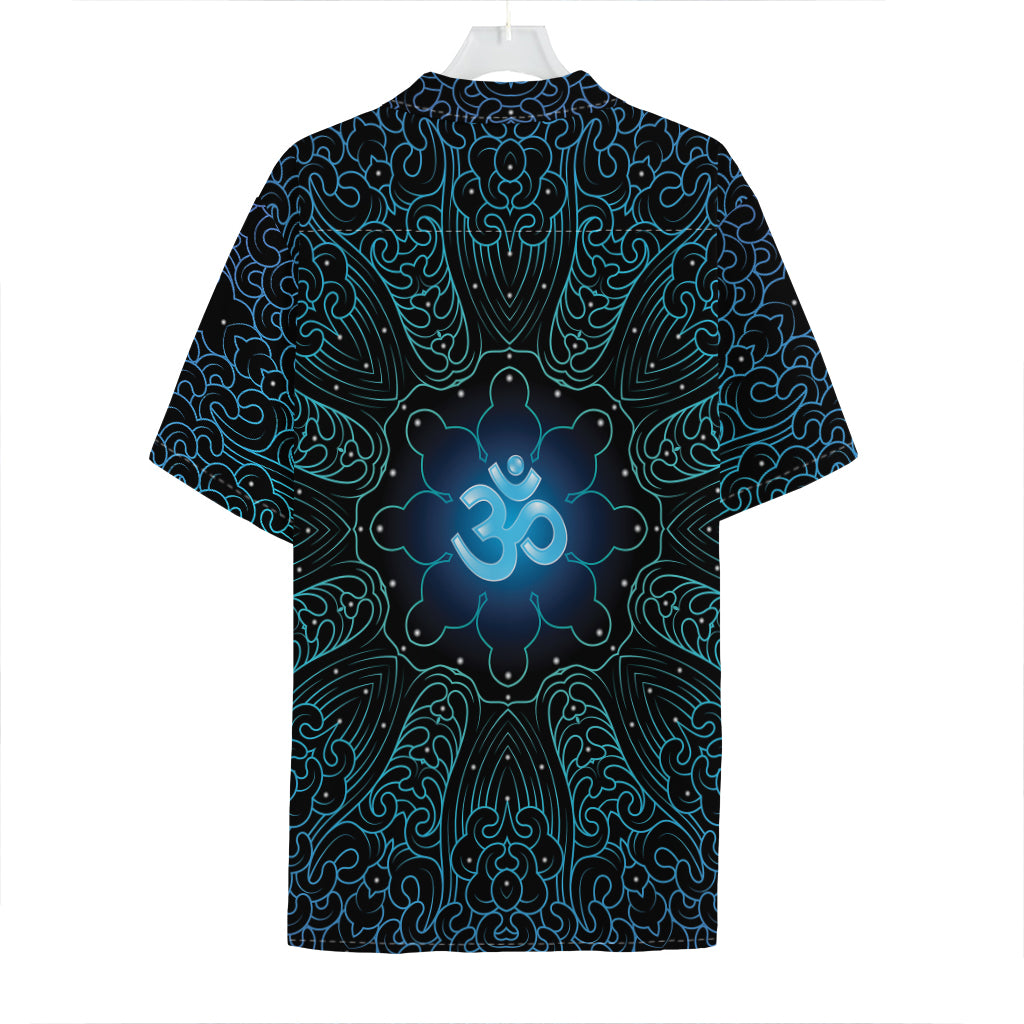 Blue Om Mandala Print Hawaiian Shirt