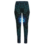 Blue Om Mandala Print High-Waisted Pocket Leggings