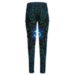 Blue Om Mandala Print High-Waisted Pocket Leggings
