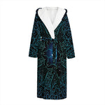 Blue Om Mandala Print Hooded Bathrobe