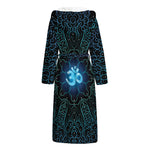 Blue Om Mandala Print Hooded Bathrobe