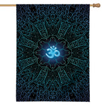Blue Om Mandala Print House Flag