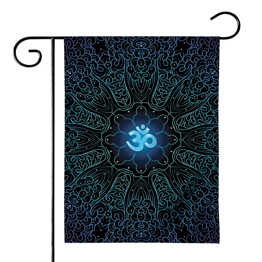 Blue Om Mandala Print House Flag