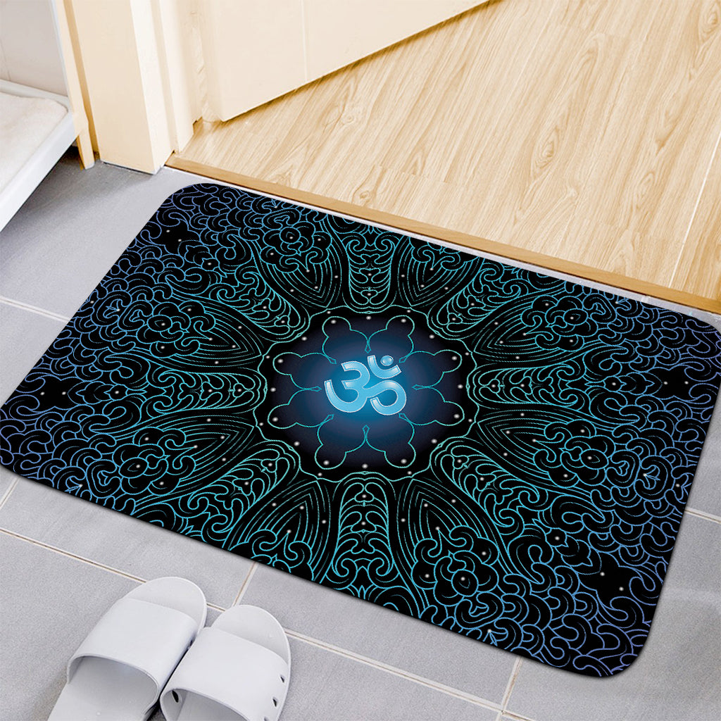 Blue Om Mandala Print Indoor Door Mat