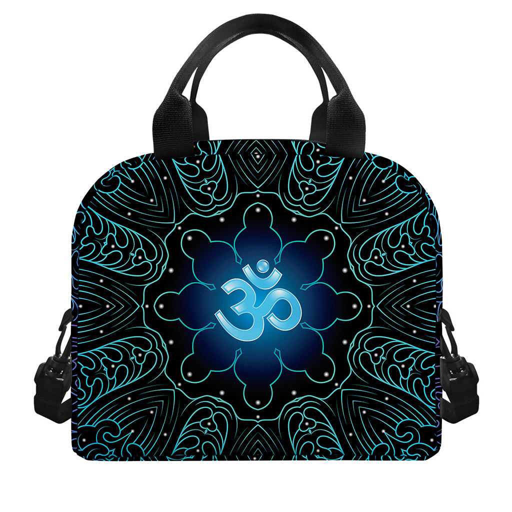 Blue Om Mandala Print Insulated Lunch Bag