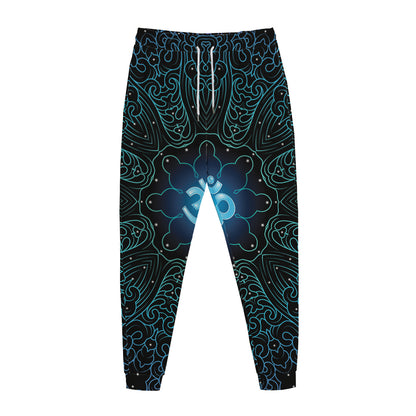 Blue Om Mandala Print Jogger Pants