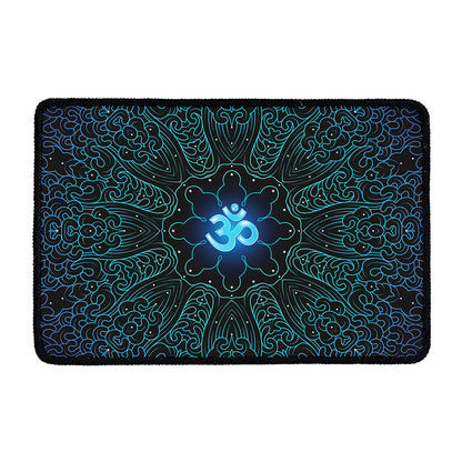 Blue Om Mandala Print Kitchen Mat