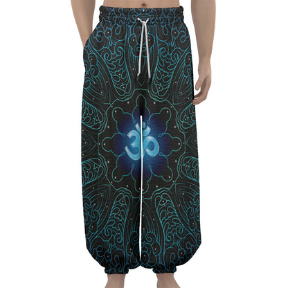 Blue Om Mandala Print Lantern Pants