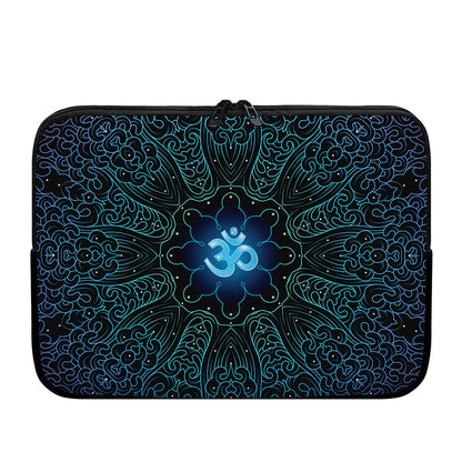 Blue Om Mandala Print Laptop Sleeve