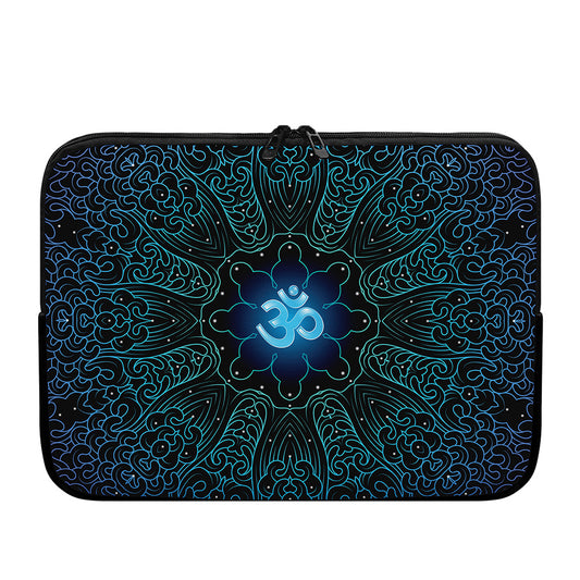 Blue Om Mandala Print Laptop Sleeve
