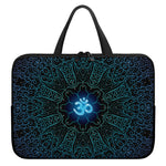 Blue Om Mandala Print Laptop Sleeve With Handle