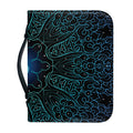 Blue Om Mandala Print Leather Bible Cover