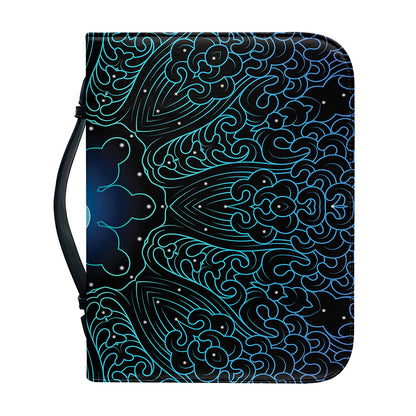 Blue Om Mandala Print Leather Bible Cover