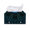 Blue Om Mandala Print Leather Tissue Box Cover