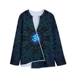 Blue Om Mandala Print Long Sleeve Short Coat